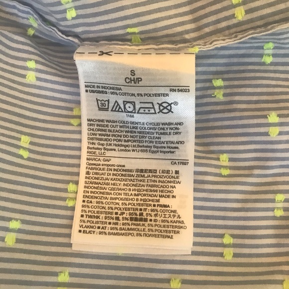 Gap Striped with Yellow Swiss Dot Button Up Sz Sm - Picture 6 of 9